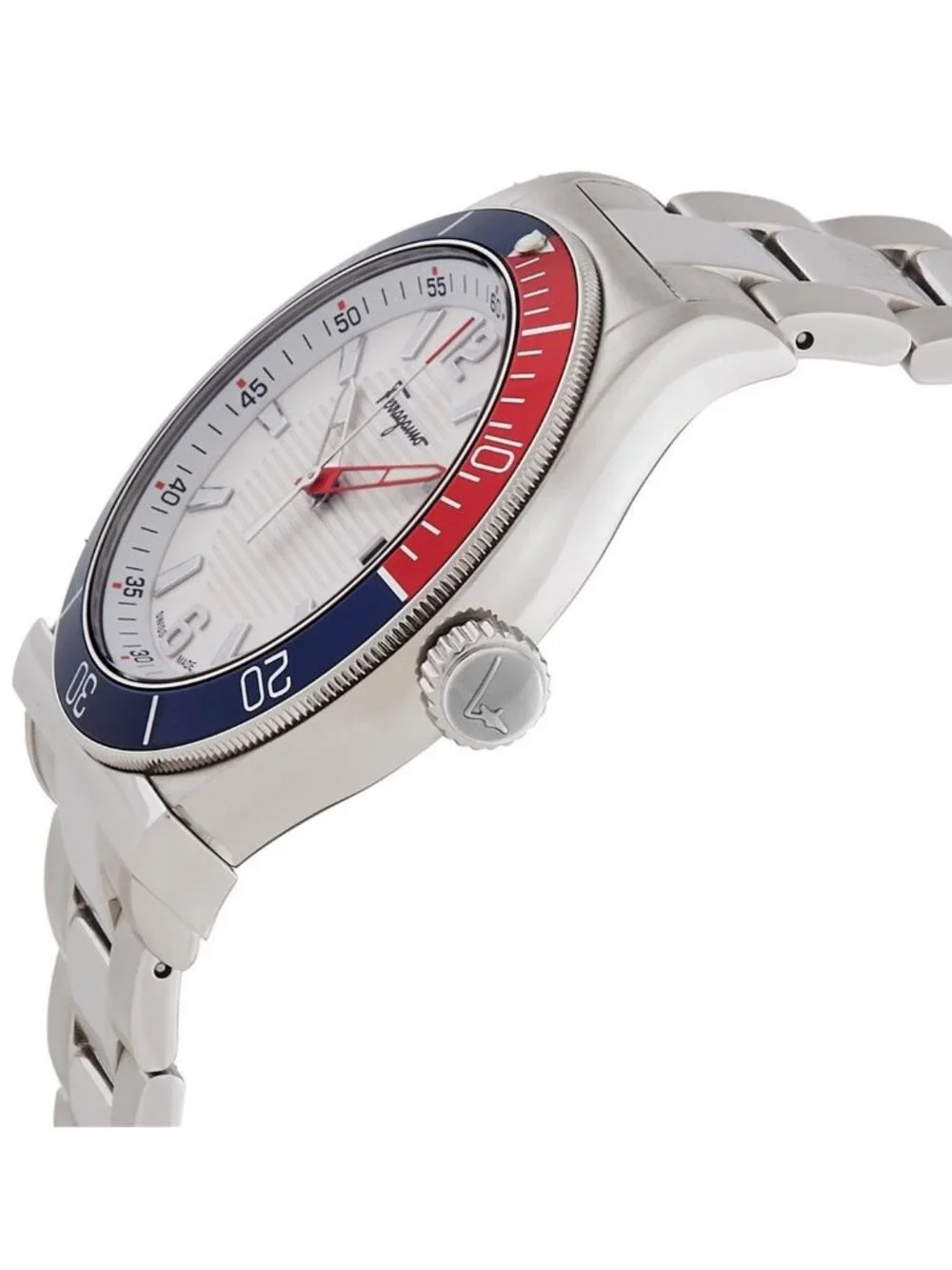 NWT Ferragamo 1898 Sport Quartz White Dial Pepsi Bezel Men's Watch